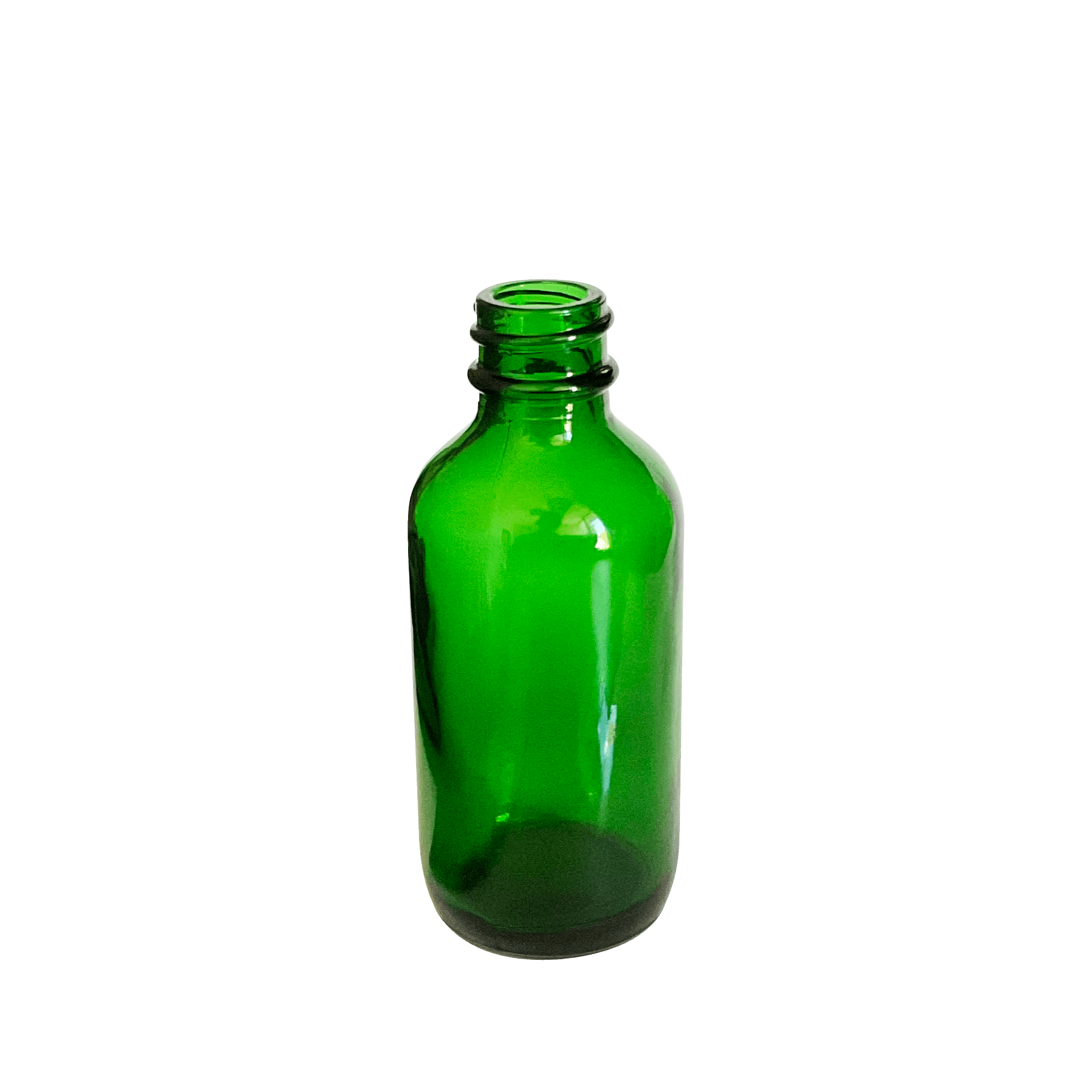 2 oz (60 ml) Green Glass Boston Round 20-400 Bottle - World of Aromas