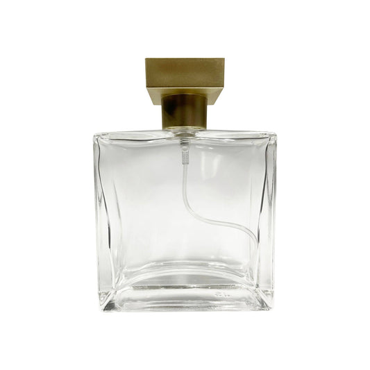 50 ml Clear Glass Square Perfume Bottle with Metal Square Cap - World of Aromas