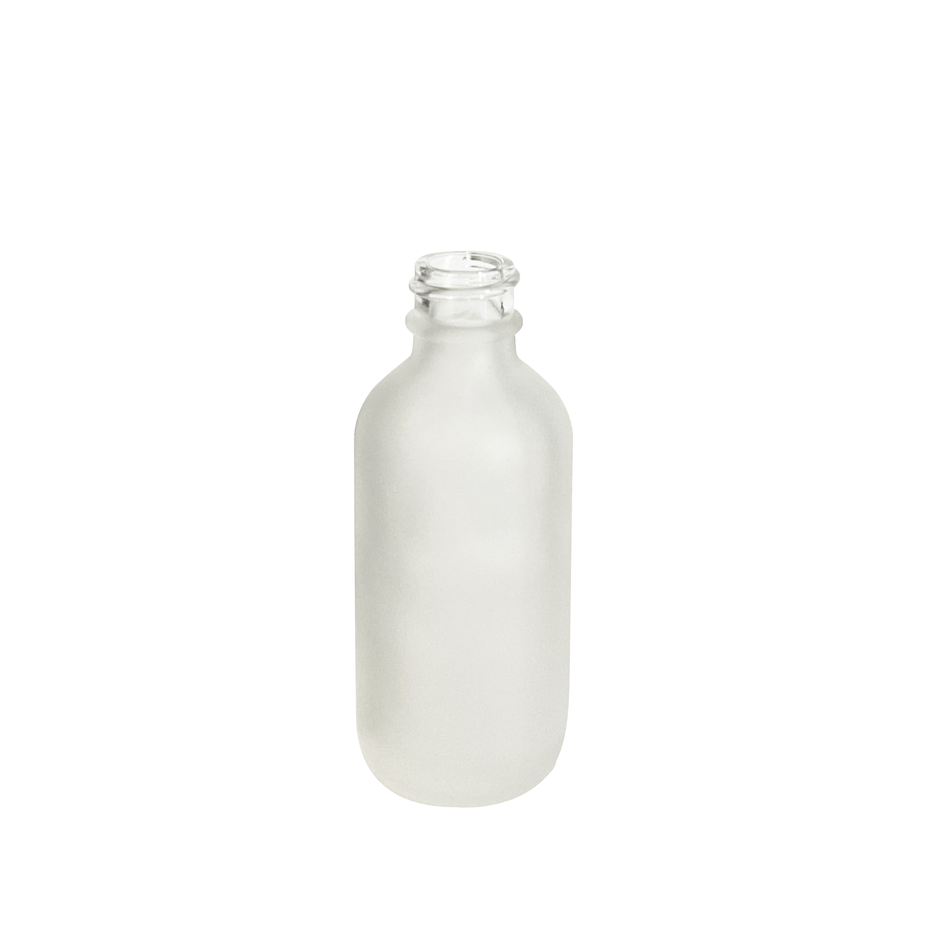 2 oz (60 ml) Frosted Clear Glass Boston Round 20-400 Bottle - World of Aromas