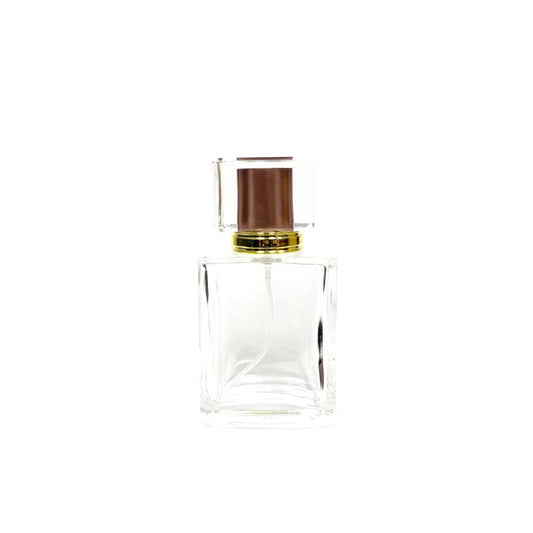 1.7 oz (50 ml) Clear Glass Rectangular Perfume Bottle With Bronze Acrylic Lid - World of Aromas