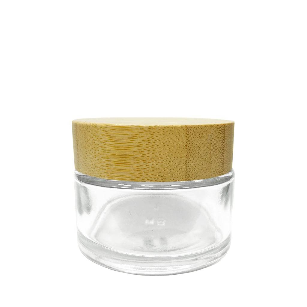 1.7 oz (50 ml) Clear Glass Jar with Bamboo Lid - World of Aromas