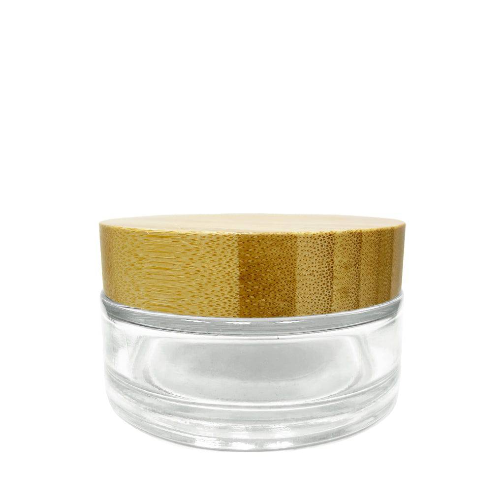 3.4 oz (100 ml) Clear Glass Jar with Bamboo Lid - World of Aromas