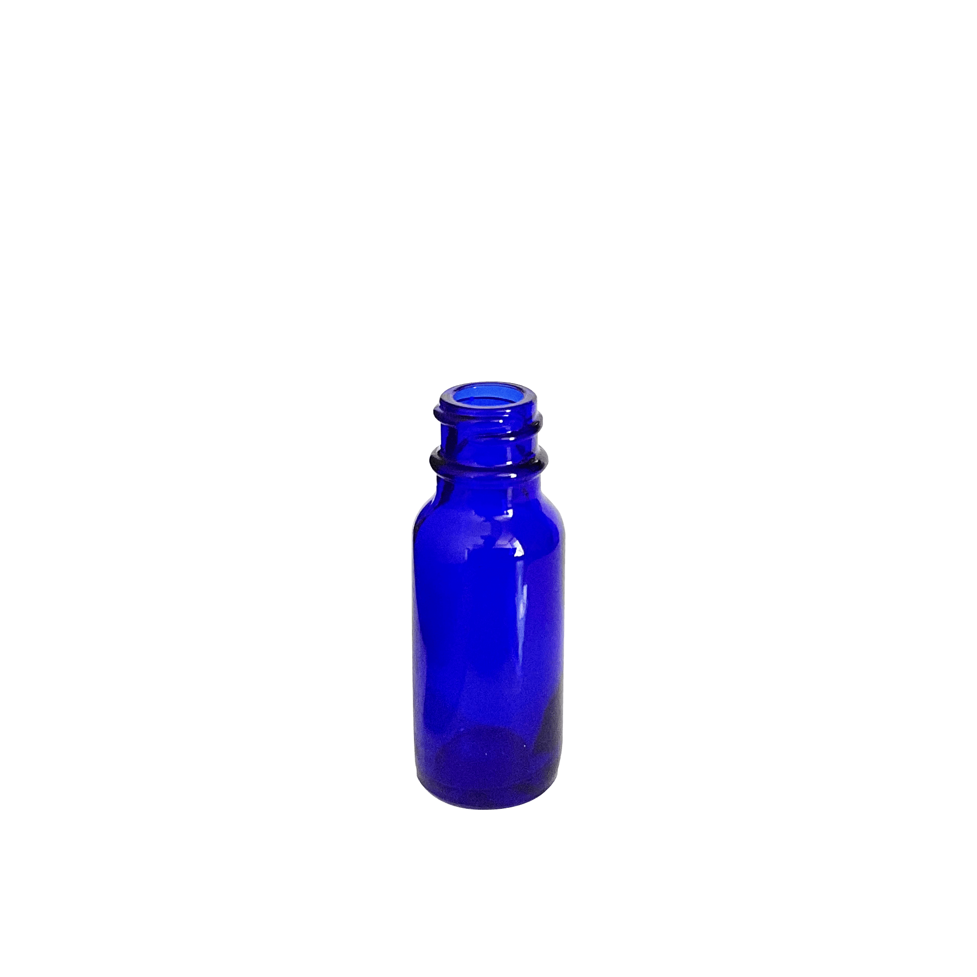 0.5 oz (15 ml) Cobalt Blue Glass Boston Round 18-400 Bottle - World of Aromas
