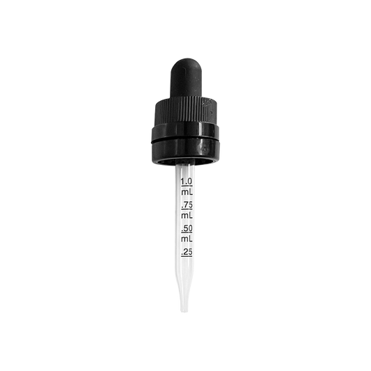 (30 ml) Black CRC/TE 18 DIN (18-410) Dropper with 77mm Graduated Glass Pipette - World of Aromas