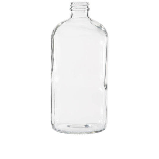 32 oz (960 ml) Clear Glass Boston Round 28-400 Bottle with Cap - World of Aromas