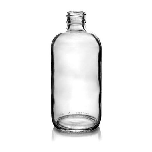 8 oz (240 ml) Clear Glass Boston Round 28-400 Bottle - World of Aromas