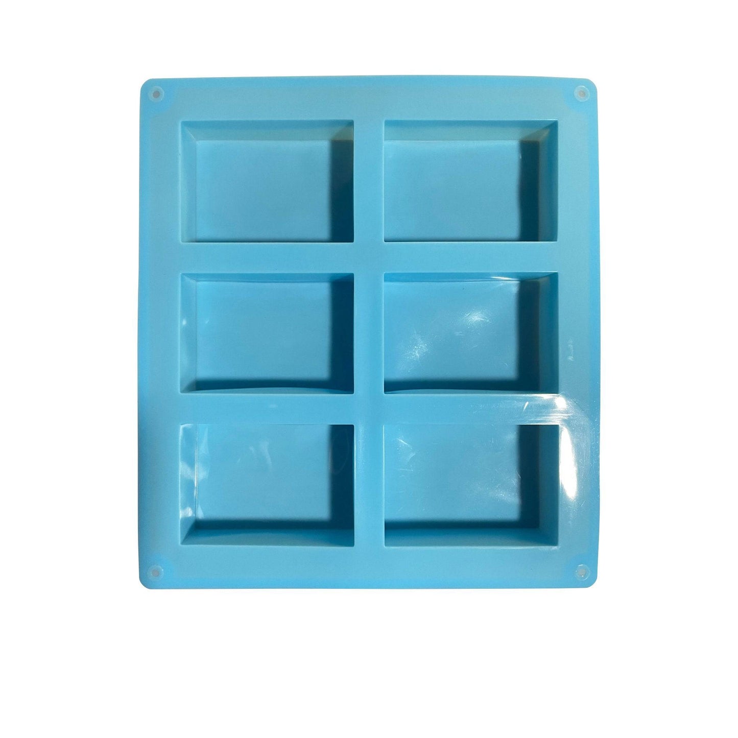 Blue Rectangular 6-Cavity Silicone Soap Mold - World of Aromas