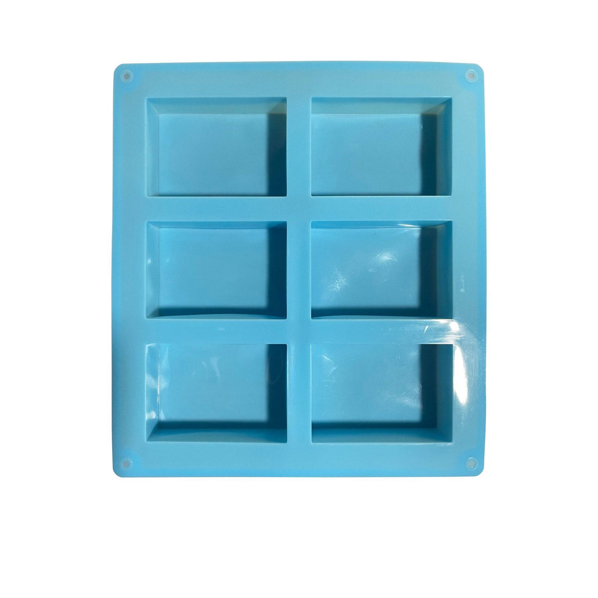 Blue Rectangular 6-Cavity Silicone Soap Mold - World of Aromas