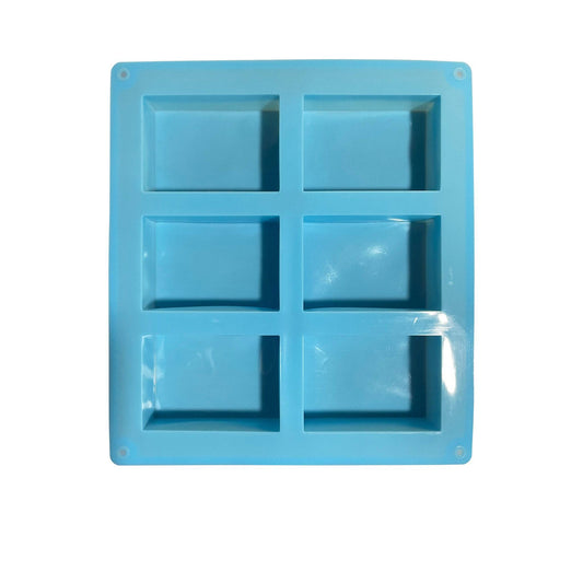 Blue Rectangular 6-Cavity Silicone Soap Mold - World of Aromas