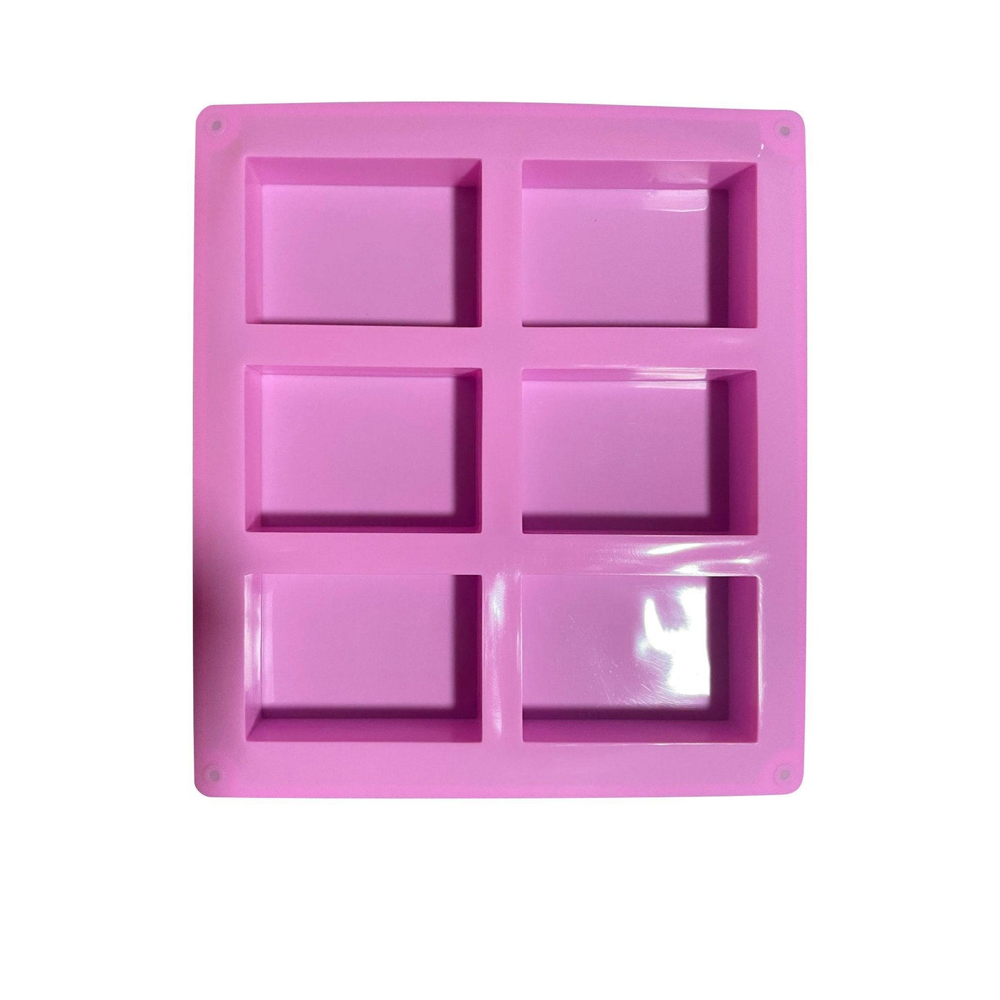 Pink Rectangular 6-Cavity Silicone Soap Mold - World of Aromas