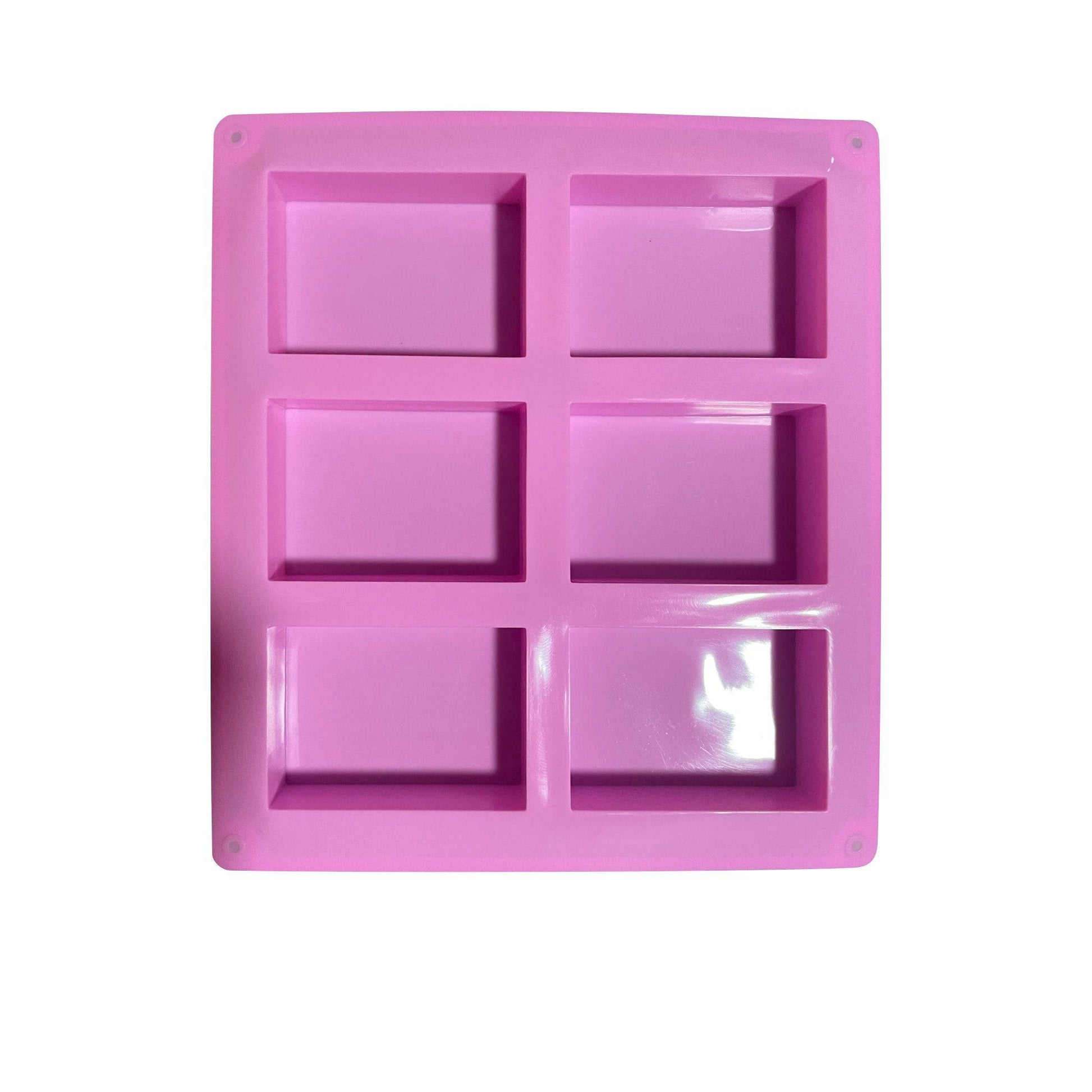 Pink Rectangular 6-Cavity Silicone Soap Mold - World of Aromas