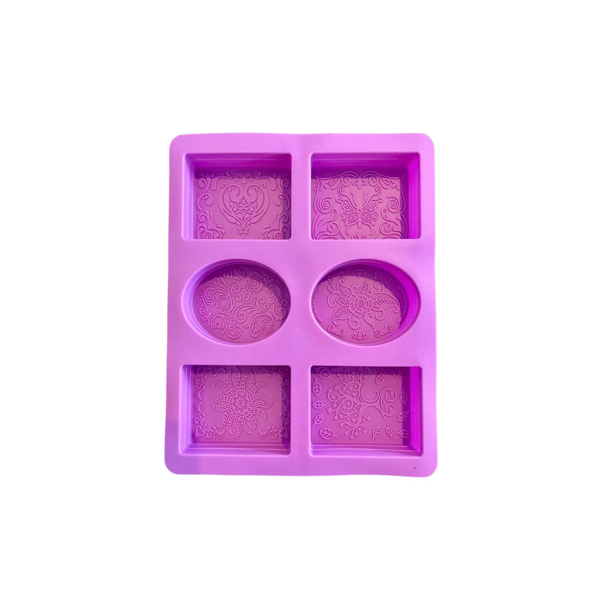 Purple Assorted 6-Cavity Lace Soap Mold - World of Aromas