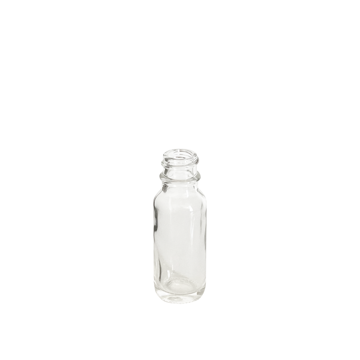 0.5 oz (15 ml) Clear Glass Boston Round 18-400 Bottle