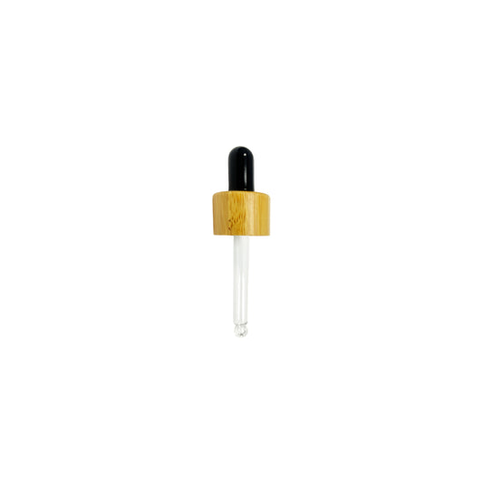 (0.5 oz) Black Bulb Bamboo Skirt 18-400 Dropper with 65 mm Glass Pipette