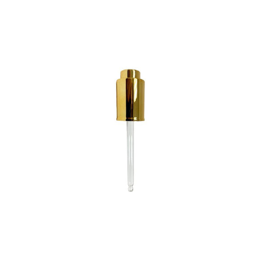 (1.7 oz | 50 ml) Gold Skirt 20-400 Push Button Serum Dropper with 91 mm Glass Pipette