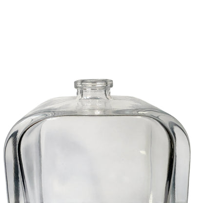 3.4 oz (100 ml) Clear Glass Rounded Rectangle Easy Crimp 15 mm Neck Perfume Bottle with Blond Cap Set - World of Aromas