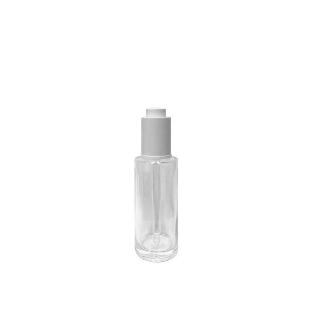 1.7 oz (50 ml) Clear Glass Cylinder Bottle with White Dropper