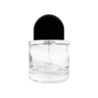 1 oz (30 ml) Clear Glass Cylinder Perfume Bottle with Black Dome Cap