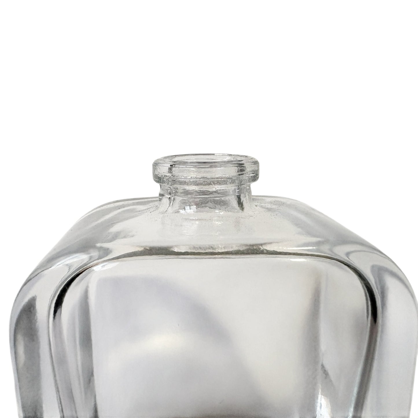 1 oz (30 ml) Clear Glass Rounded Rectangle Easy Crimp 15 mm Neck Perfume Bottle with Blond Cap Set - World of Aromas