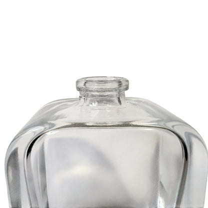 1 oz (30 ml) Clear Glass Rounded Rectangle Easy Crimp 15 mm Neck Perfume Bottle with Black Cap Set - World of Aromas