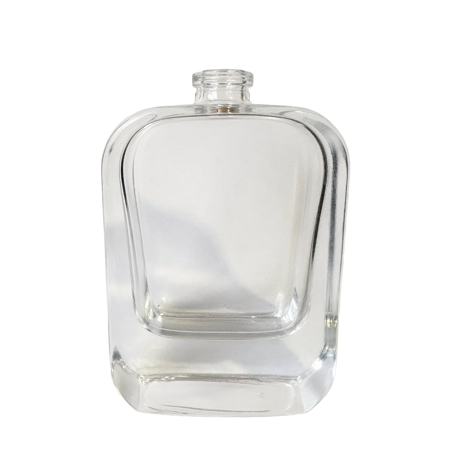 1 oz (30 ml) Clear Glass Rounded Rectangle Easy Crimp 15 mm Neck Perfume Bottle with Blond Cap Set - World of Aromas