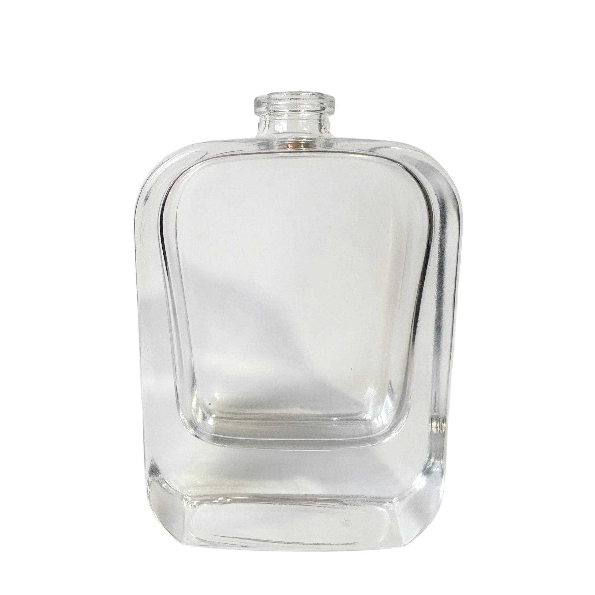 1 oz (30 ml) Clear Glass Rounded Rectangle Easy Crimp 15 mm Neck Perfume Bottle with Brown Cap Set - World of Aromas