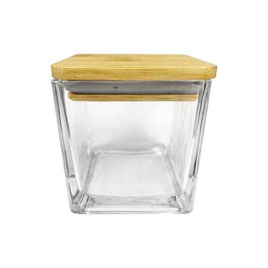 10 oz (300 ml) Clear Glass Square Candle Jar with Bamboo Lid
