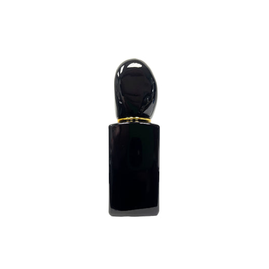 1 oz (30 ml) Black Glass Square Bottle with Black Stone Cap