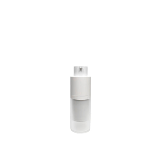 0.5 oz (15 ml) White Frosted Cylinder Twist Airless Lotion Pump