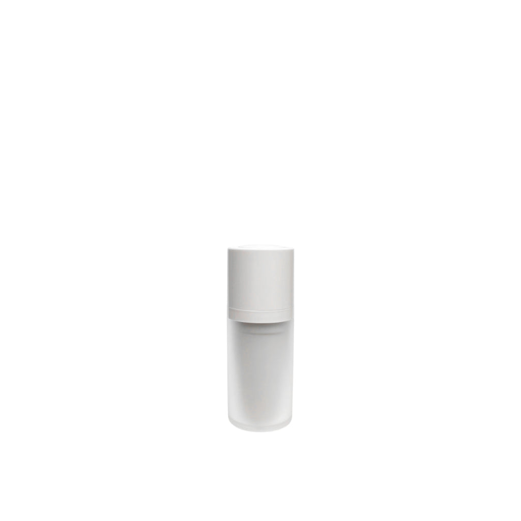 0.5 oz (15 ml) White Frosted Cylinder Twist Airless Lotion Pump