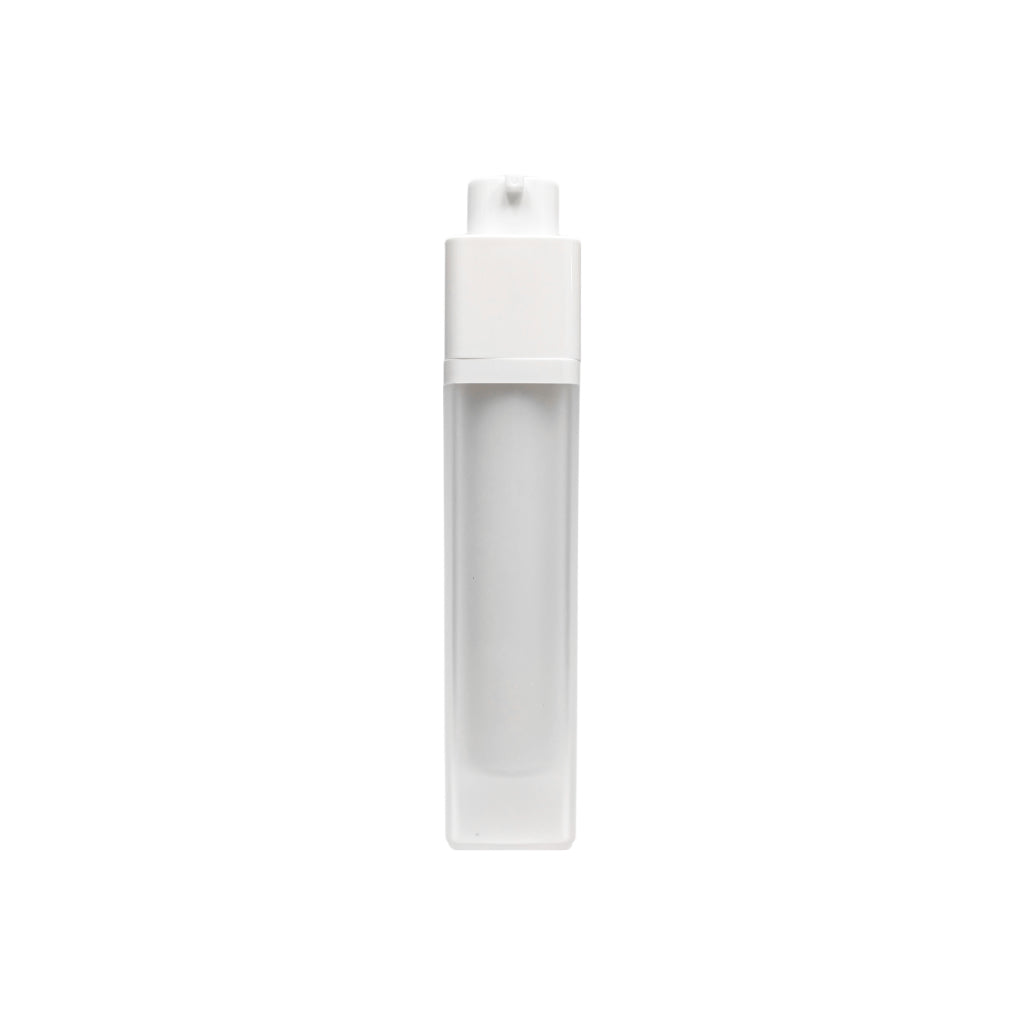 3.4 oz (100 ml) White Frosted Rectangular Twist Airless Lotion Pump