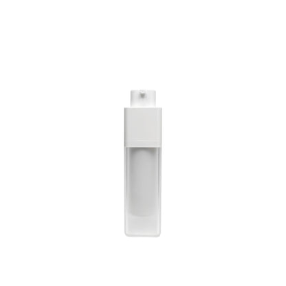 1 oz (30 ml) White Frosted Rectangular Twist Airless Lotion Pump