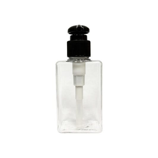 3.4 oz (100 ml) Clear PET Rectangular Lotion Bottle with Black Pump