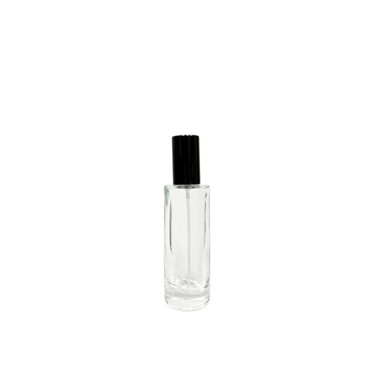 1 oz (30 ml) Clear Glass Cylinder Perfumer Bottle with Black Sprayer