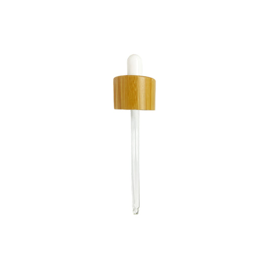 (4 oz) White Bulb Bamboo Skirt 24-400 Dropper with 108 mm Glass Pipette