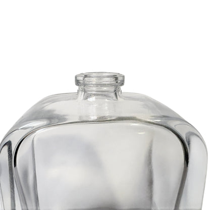 1.7 oz (50 ml) Clear Glass Rounded Rectangle Easy Crimp 15 mm Neck Perfume Bottle with Brown Cap Set - World of Aromas