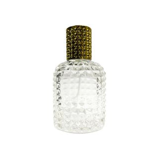 50 ml Clear Glass Bejeweled Perfume Bottle with Gold Cap
