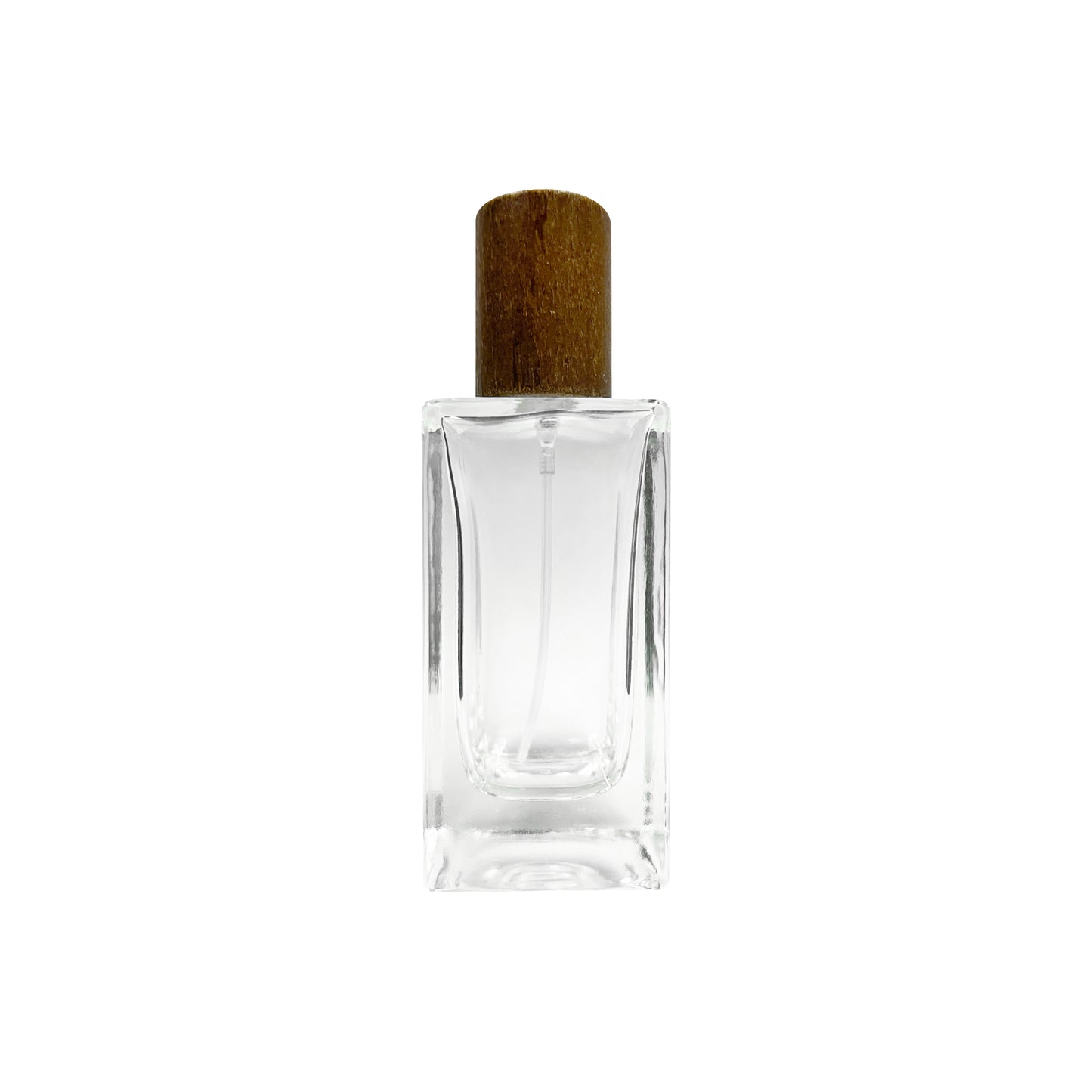 50 ml Clear Glass Rectangular Perfume Bottle with Wooden Cap
