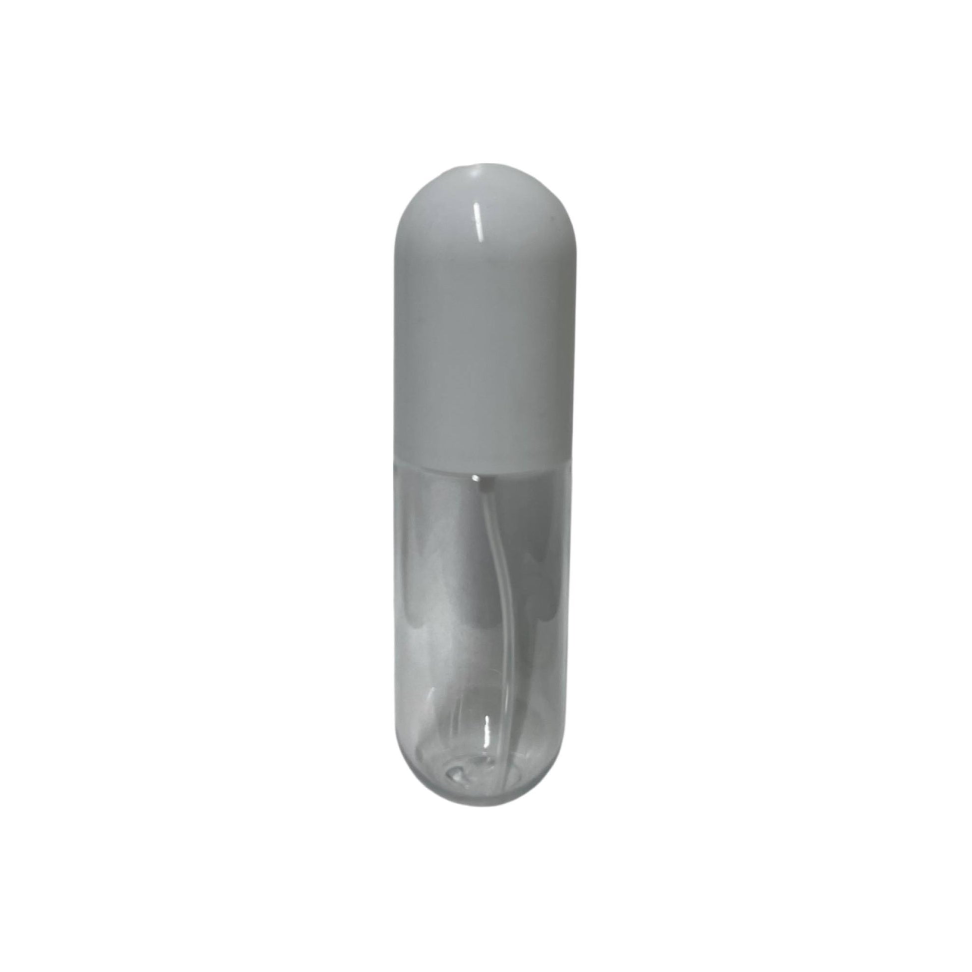 2.7 oz (80 ml) Clear PET Cylinder Spray Bottle with White Dome Cap - World of Aromas