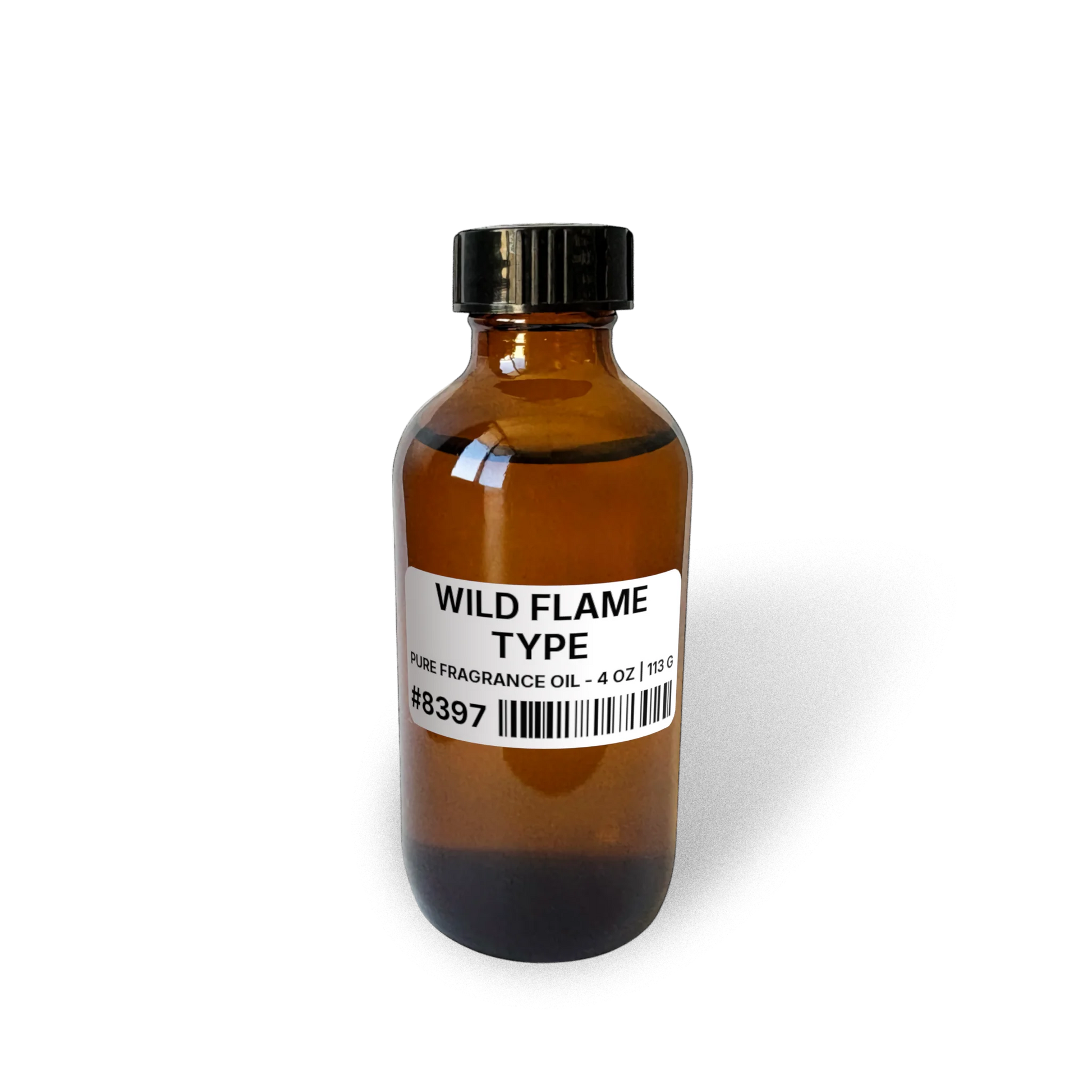 Wild Flame Type Pure Fragrance Oil - 4 oz | 113 g bottle image showing Pure Fragrance Oil in 4 oz size. Fragrance product bottle photo for Wild Flame Type Pure Fragrance Oil - 4 oz | 113 g.