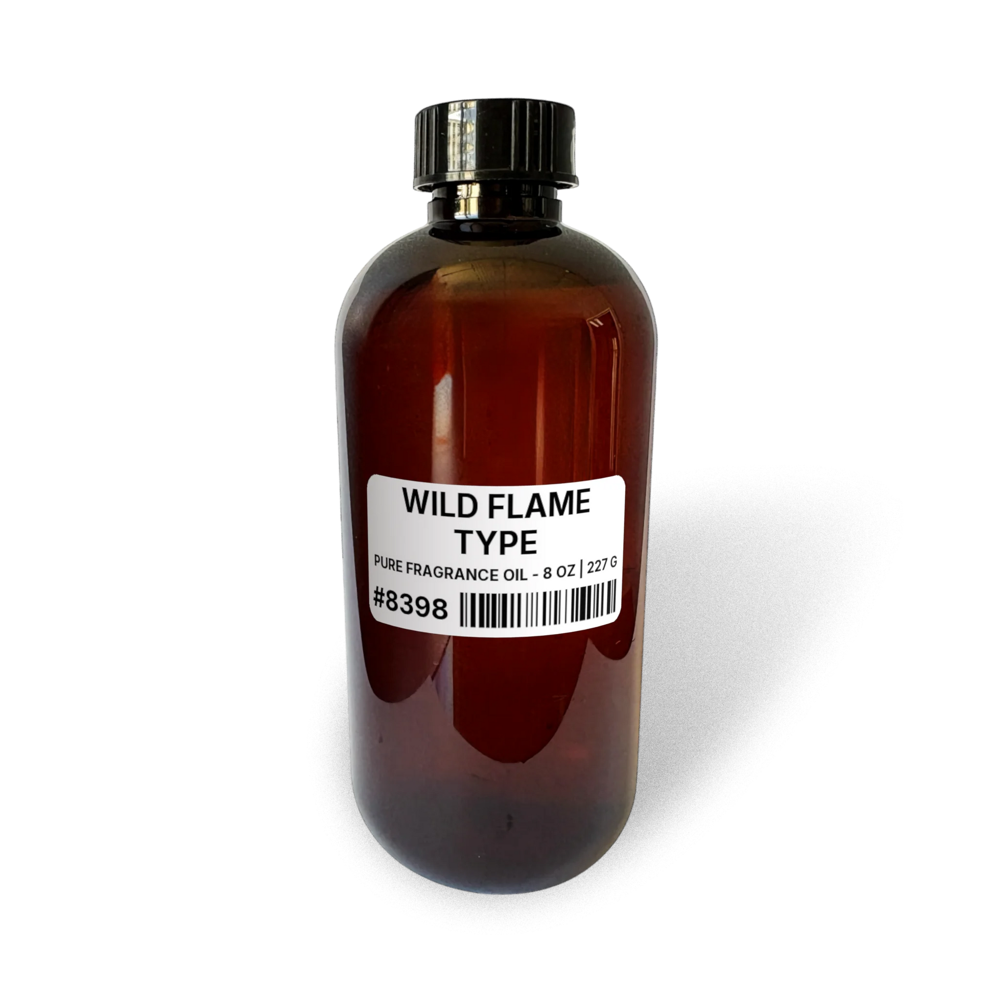 Wild Flame Type Pure Fragrance Oil - 8 oz | 227 g bottle image showing Pure Fragrance Oil in 8 oz size. Fragrance product bottle photo for Wild Flame Type Pure Fragrance Oil - 8 oz | 227 g.