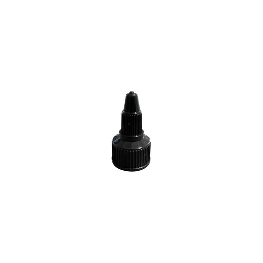 Black Nozzle Black PE 20-400 Ribbed Skirt Twist Top Dispensing Cap