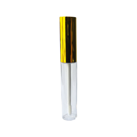 0.27 oz (8 ml) Clear Plastic Lip Gloss Tube with Gold Applicator - World of Aromas