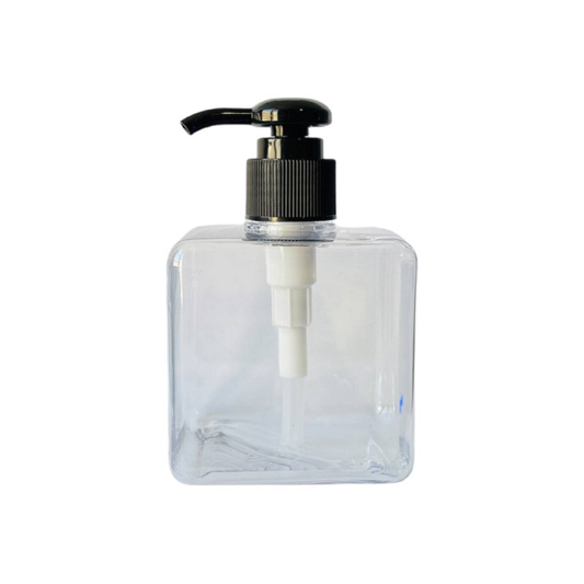 250 ml clear plastic pump bottle with black casing