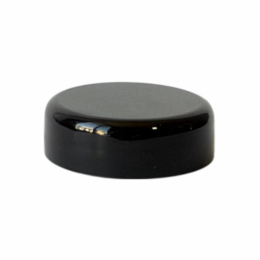 Black PP Plastic 33-400 Dome Smooth Skirt Foam Lined Lid - World of Aromas