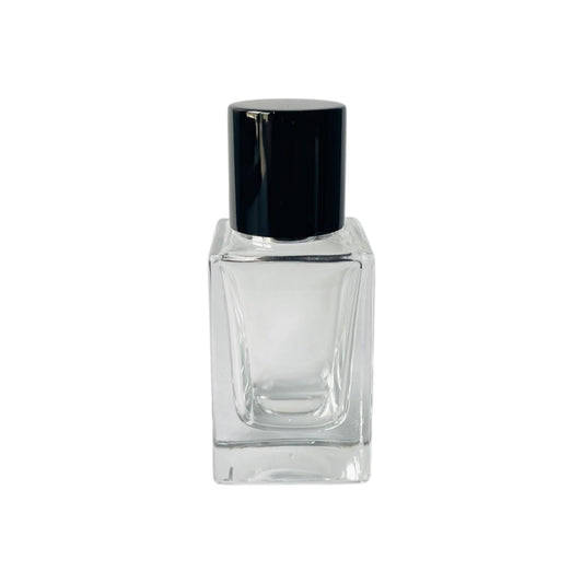 1 oz (30 ml) Clear Glass Rectangular Perfume Bottle with Black Magnetic Latch