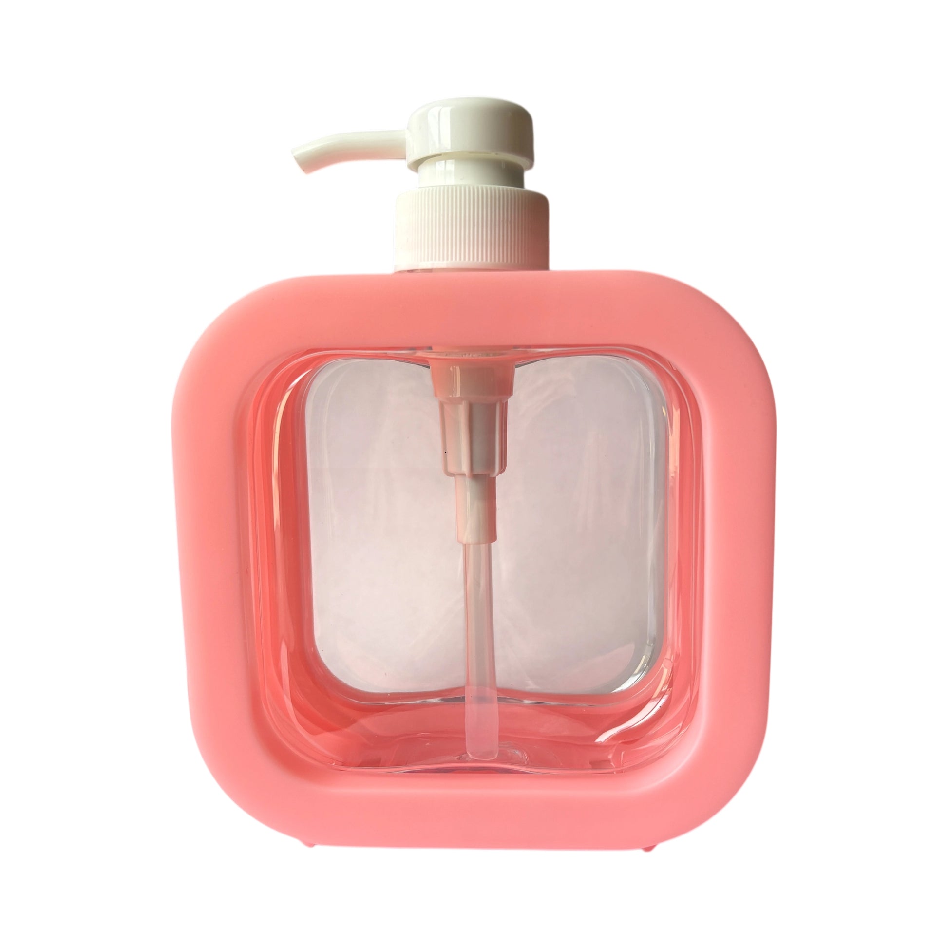 17 oz (500 ml) Clear Plastic Pump Bottle with Pink Casing - World of Aromas