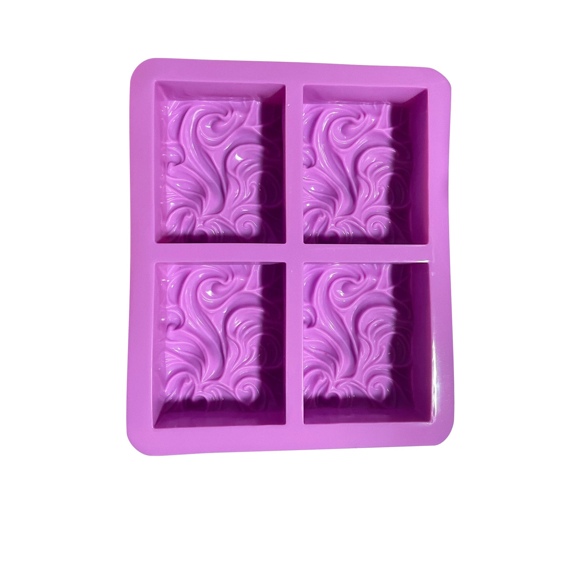 Purple Rectangular 4-Cavity Wave Pattern Silicone Soap Mold – World of  Aromas