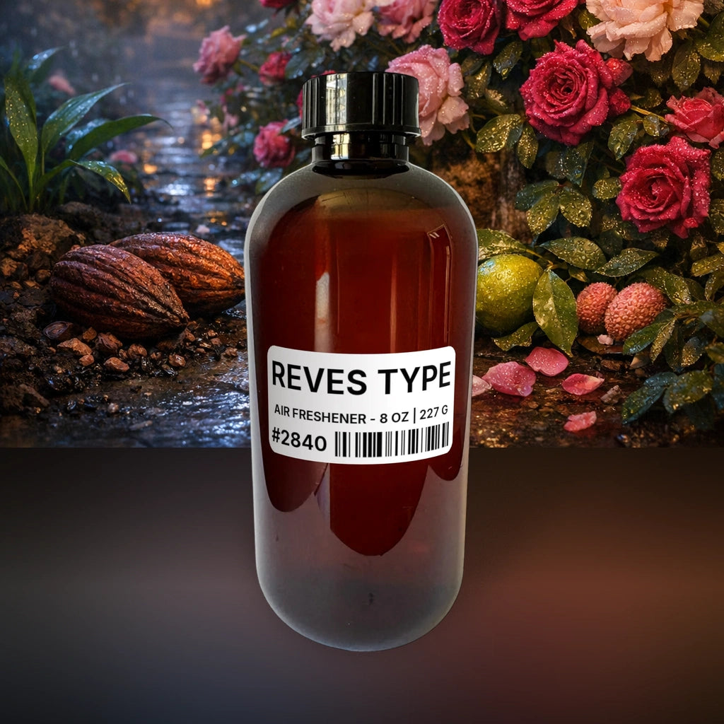 Reves Type Air Freshener - 8 oz | 227 g fragrance bottle image with atmospheric background for Air Freshener. Premium lifestyle product photo for fragrance listing.