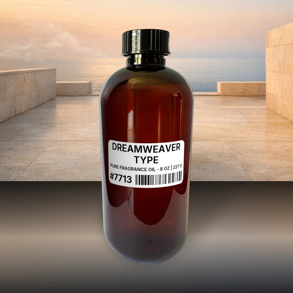 Dreamweaver Type Pure Fragrance Oil - 8 oz | 227 g fragrance bottle image with atmospheric background for Pure Fragrance Oil. Premium lifestyle product photo for fragrance listing.